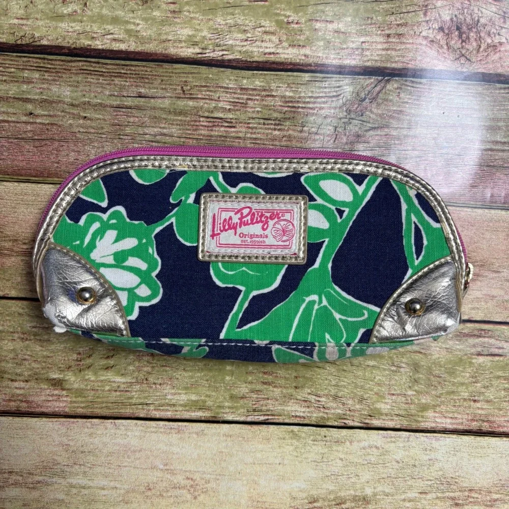 VTG Y2K Lilly Pulitzer Floral Canvas Pencil Pouch Preppy Chic Cosmetic Pouch